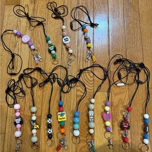 Lot of 13 Colorful Beaded Lanyards